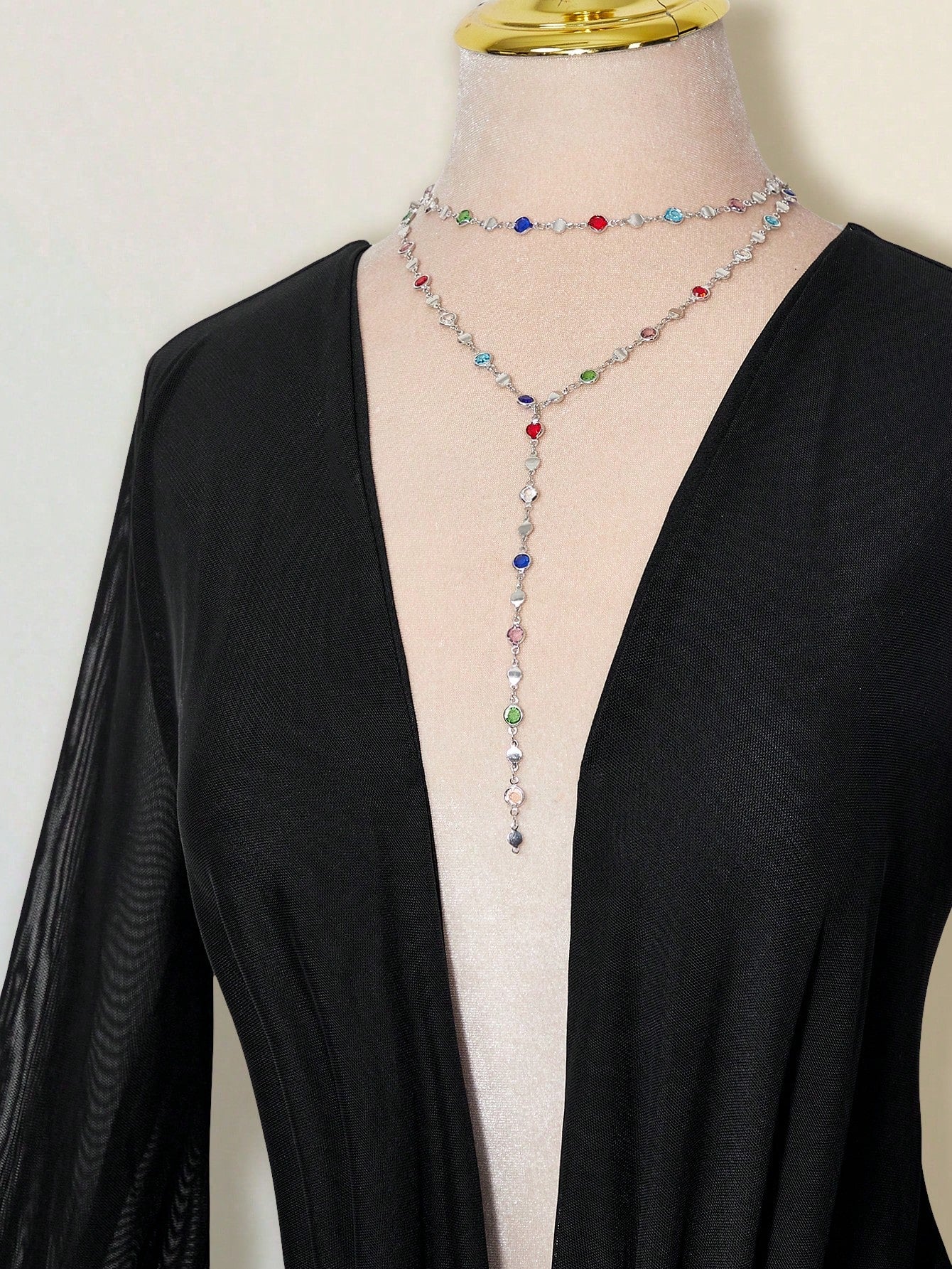 ICON Sexy Oversized Plunging Neckline Mesh Patchwork Backless Mini
