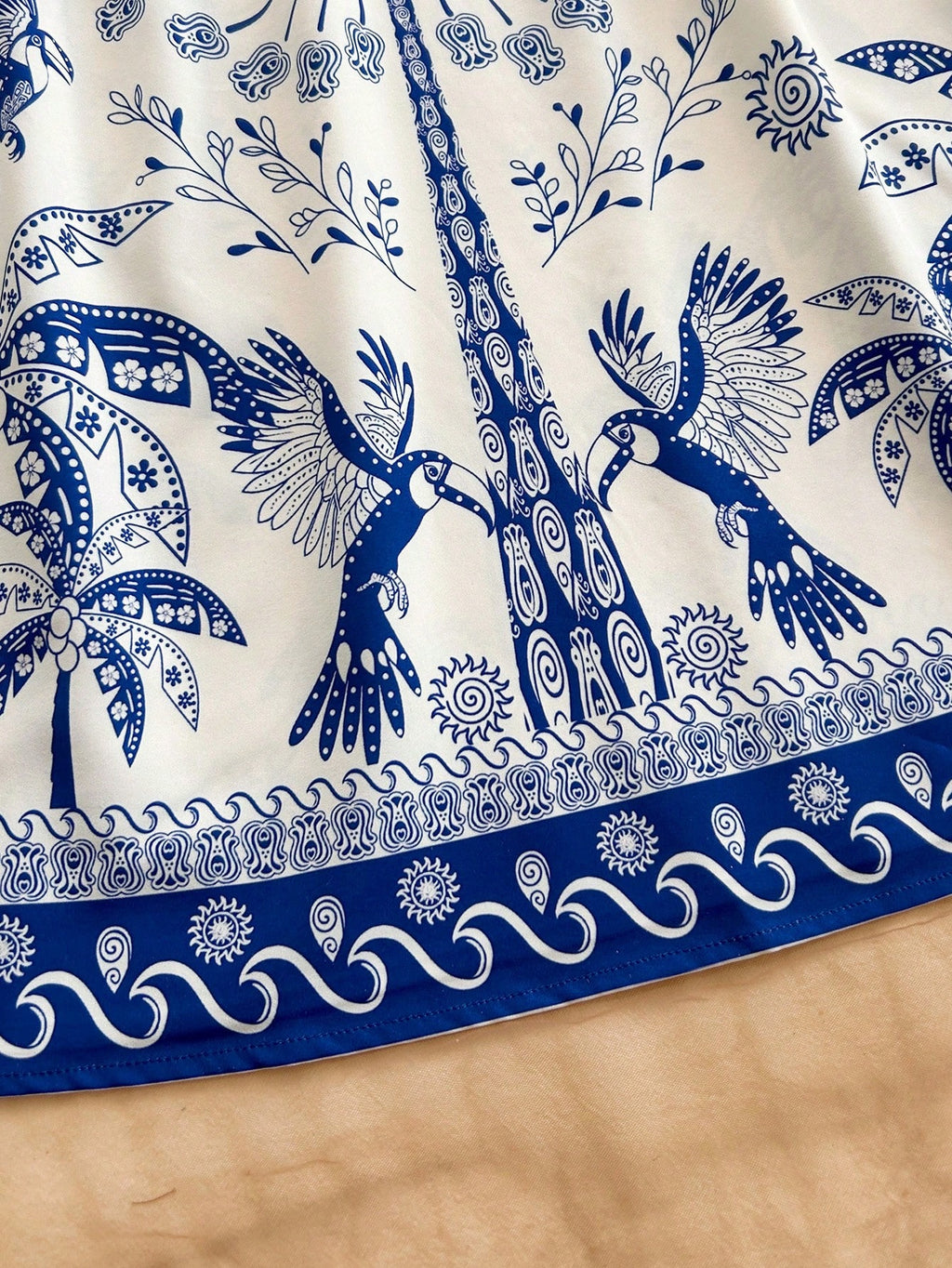 Soleia White And Blue Floral Summer Boho Holiday Vacation Holiday