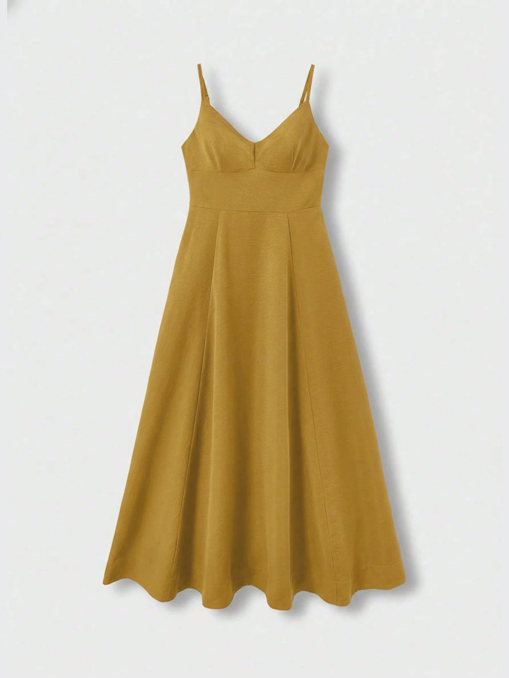 QUNGIGU Women's Elegant Spaghetti Strap Midi Dress V-Neck Linen