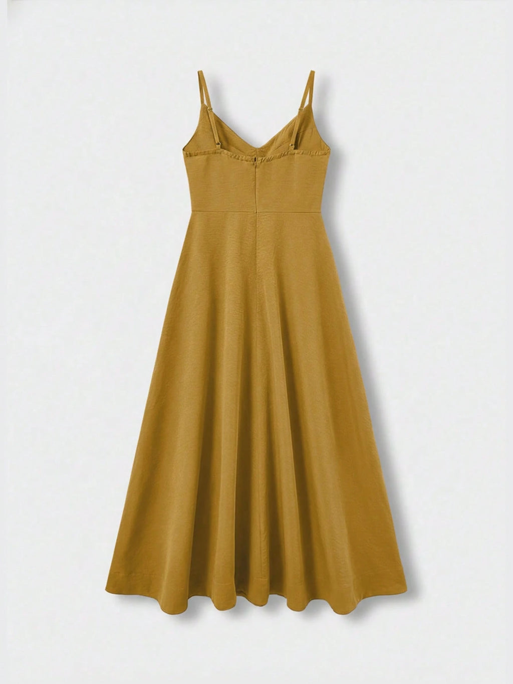 QUNGIGU Women's Elegant Spaghetti Strap Midi Dress V-Neck Linen