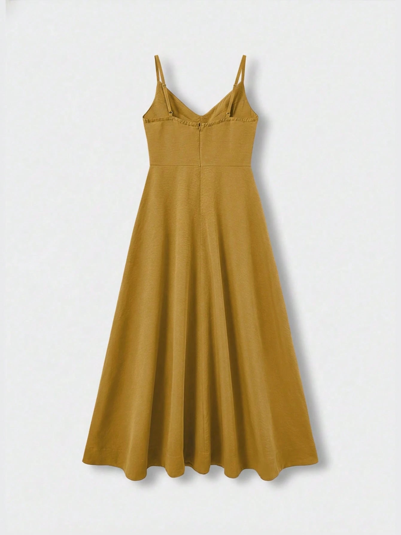 QUNGIGU Women's Elegant Spaghetti Strap Midi Dress V-Neck Linen