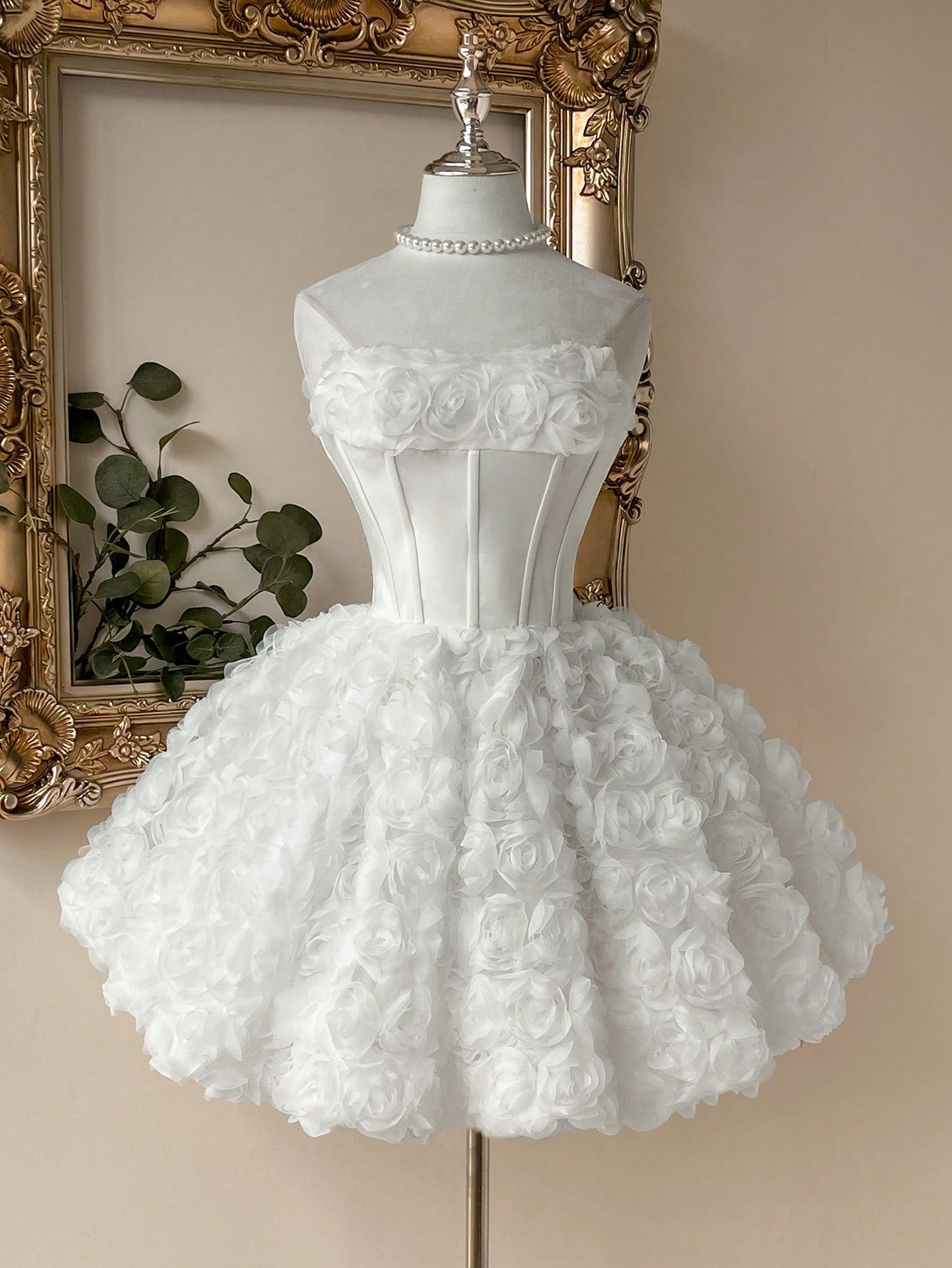 Lovelzi White Summer Elegant Bachelorette Formal Party Wedding Southern French Off-Shoulder 3D Embroidered