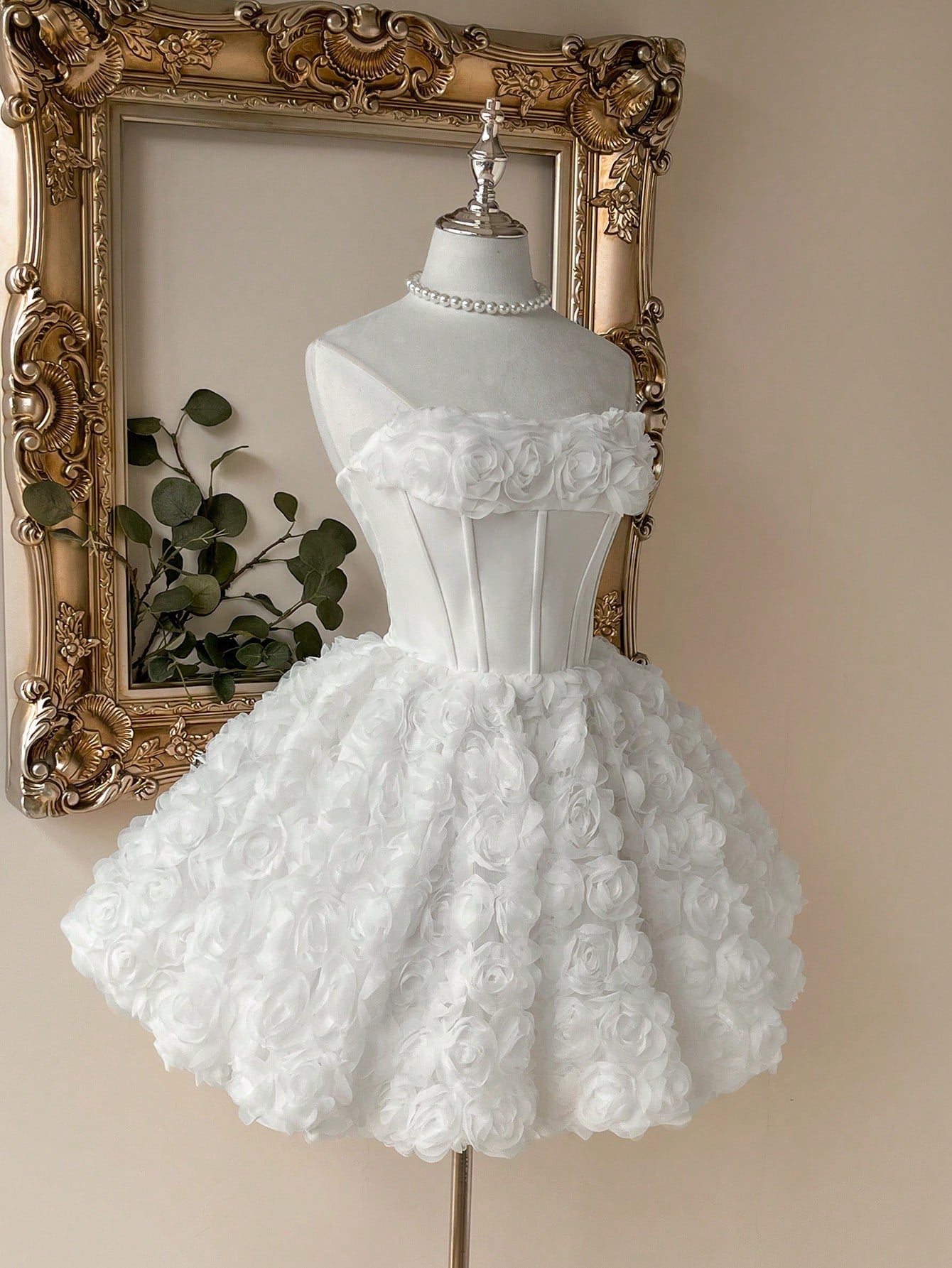 Lovelzi White Summer Elegant Bachelorette Formal Party Wedding Southern French Off-Shoulder 3D Embroidered - image 5