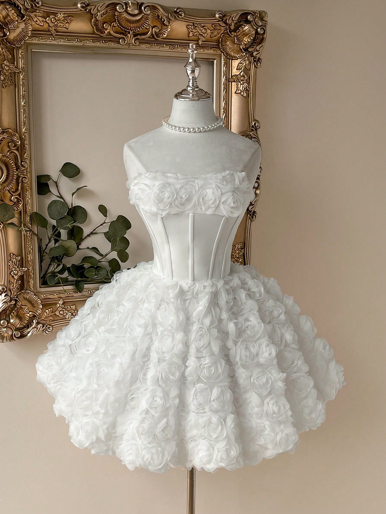 Lovelzi White Summer Elegant Bachelorette Formal Party Wedding Southern French Off-Shoulder 3D Embroidered - image 6