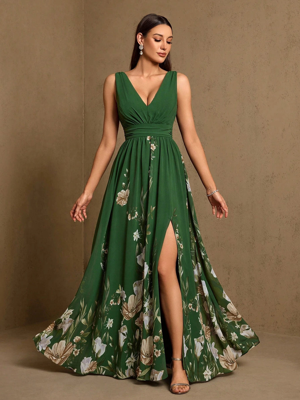 XUCTHHC Elegant V-Neck Sleeveless Chiffon A-Line Blue Bridesmaid Dress, Formal Evening Gown, Suitable For - image 8