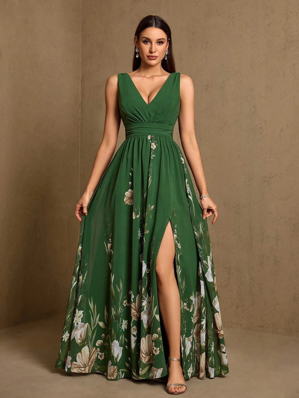 XUCTHHC Elegant V-Neck Sleeveless Chiffon A-Line Blue Bridesmaid Dress, Formal Evening Gown, Suitable For - image 9