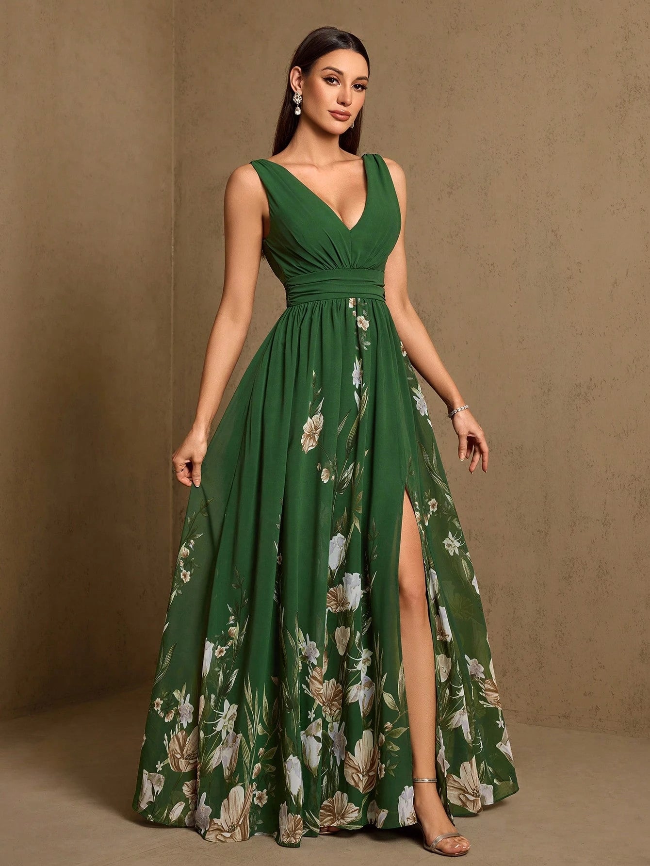 XUCTHHC Elegant V-Neck Sleeveless Chiffon A-Line Blue Bridesmaid Dress, Formal Evening Gown, Suitable For - image 7