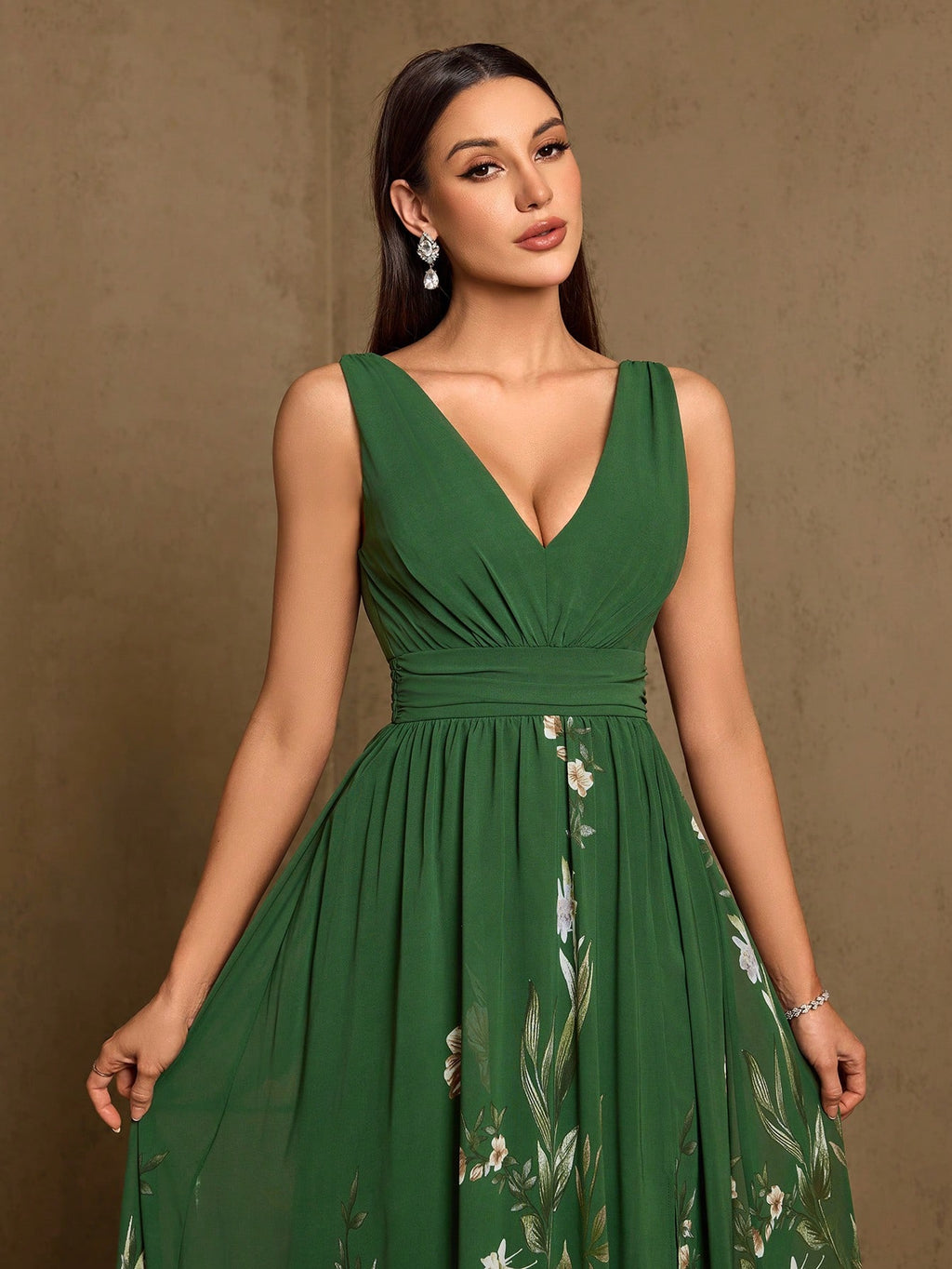 XUCTHHC Elegant V-Neck Sleeveless Chiffon A-Line Blue Bridesmaid Dress, Formal Evening Gown, Suitable For - image 4