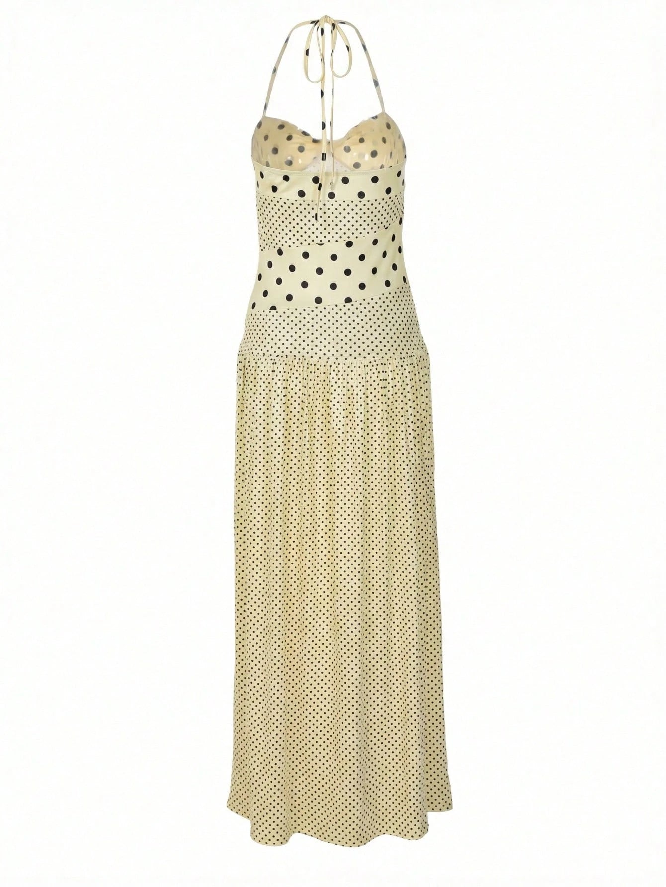 Women's Casual Polka Dot Spaghetti Strap Maxi Dress, Elegant For
