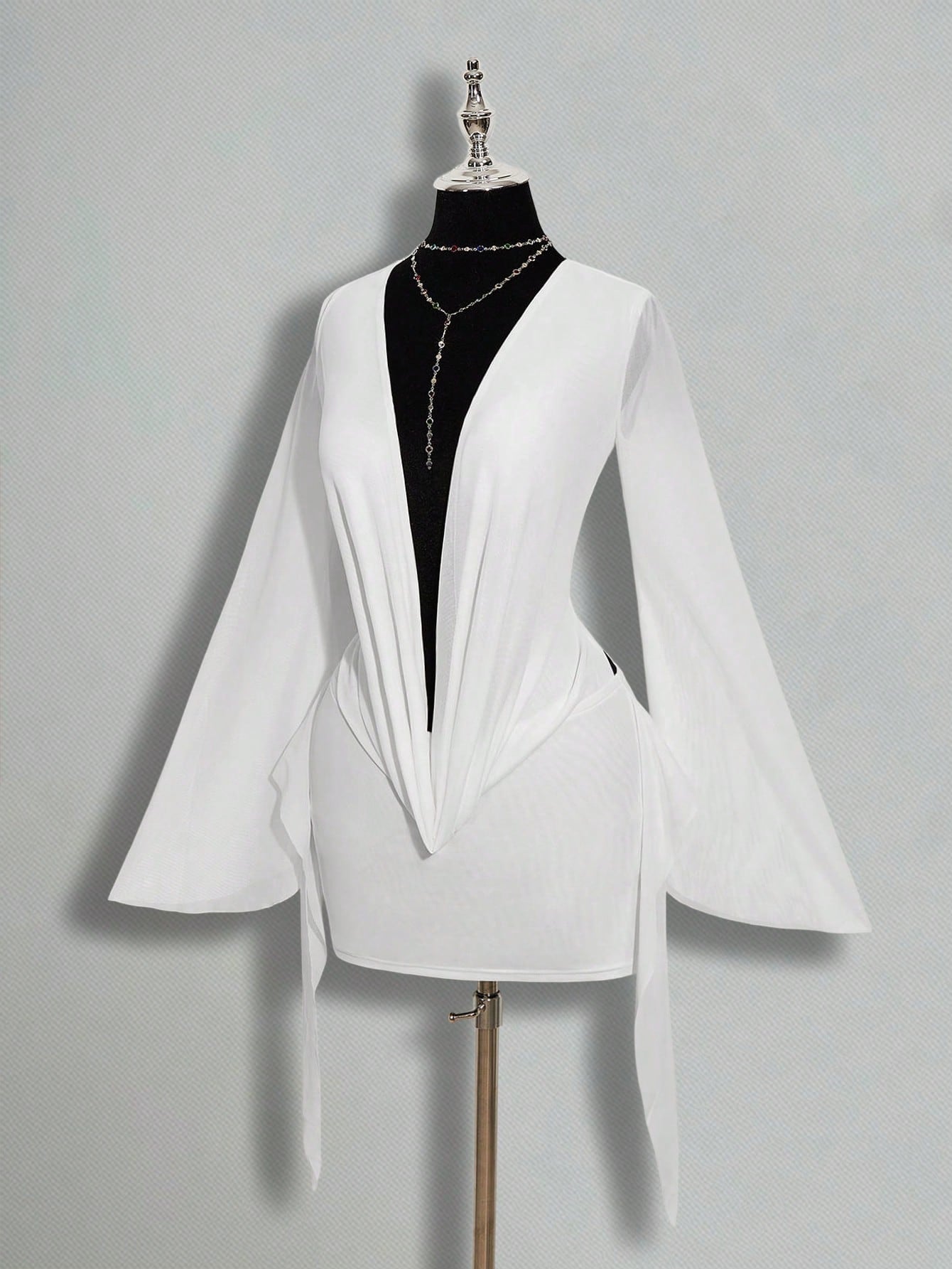ICON Sexy Oversized Plunging Neckline Mesh Patchwork Backless Mini