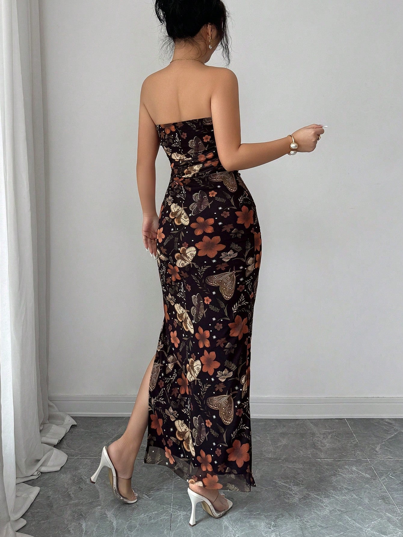 Breezaya Ladies' Tie Dye Strapless Dress With Side Slit Hem Maxi Women Outfit - image 20