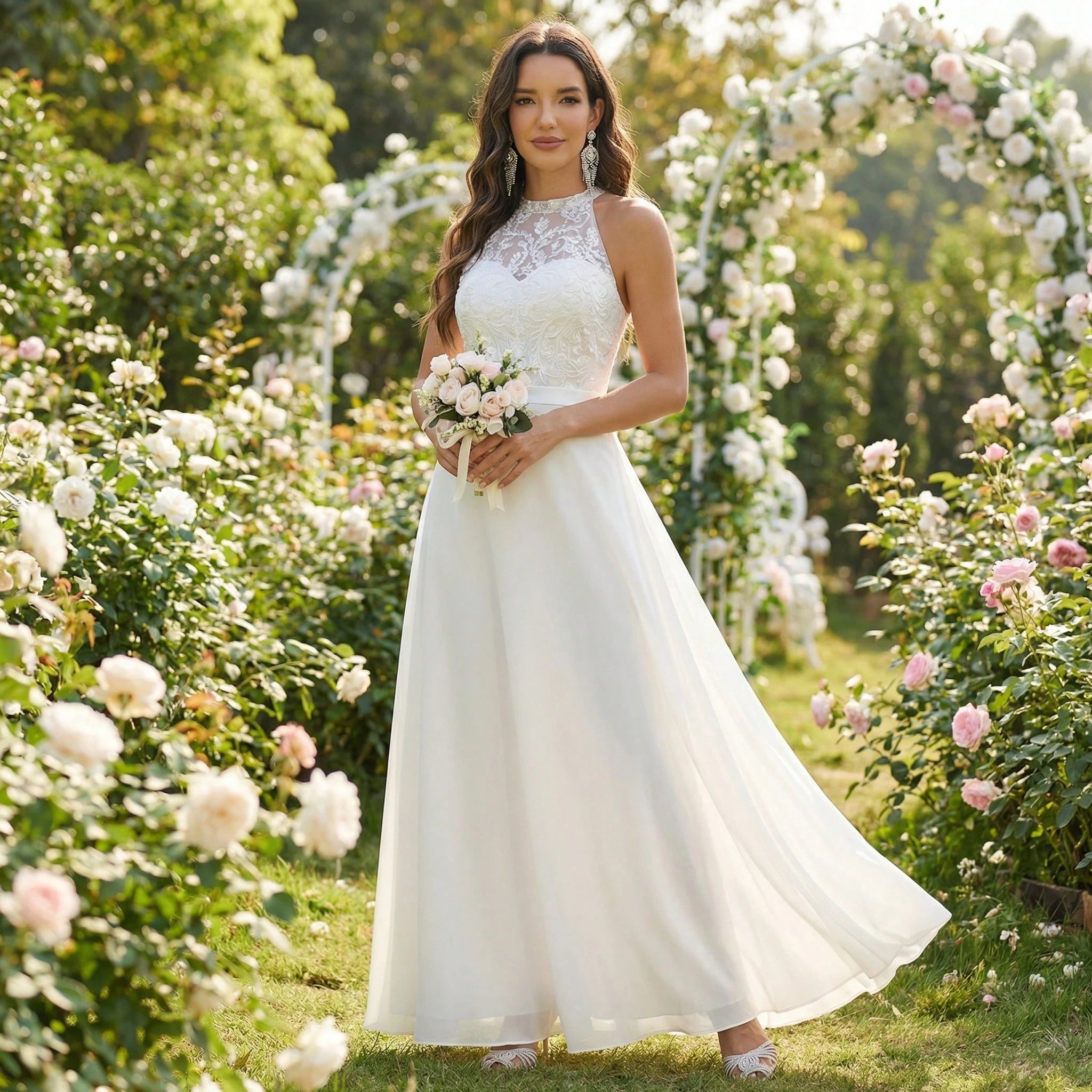 YUMIBRAVO Romantic Appliques Wedding Dresses Bride, Off-Shoulder Wedding Dress For Bride, Hollow-Out Wedding - image 5