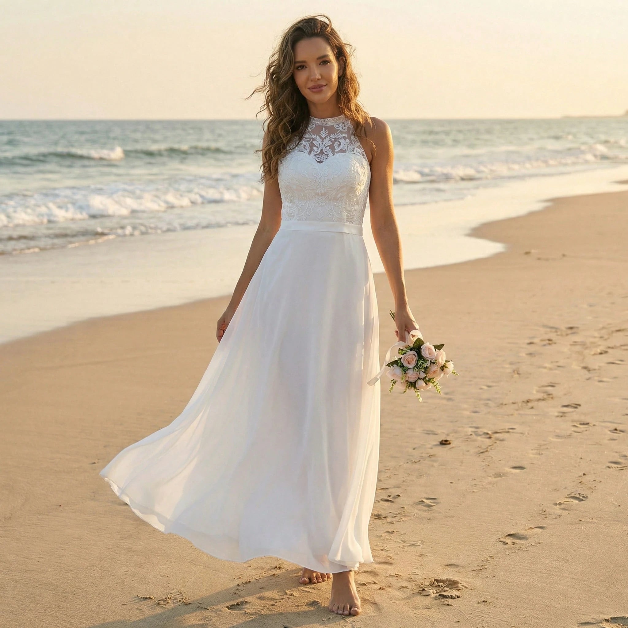 YUMIBRAVO Romantic Appliques Wedding Dresses Bride, Off-Shoulder Wedding Dress For Bride, Hollow-Out Wedding - image 3