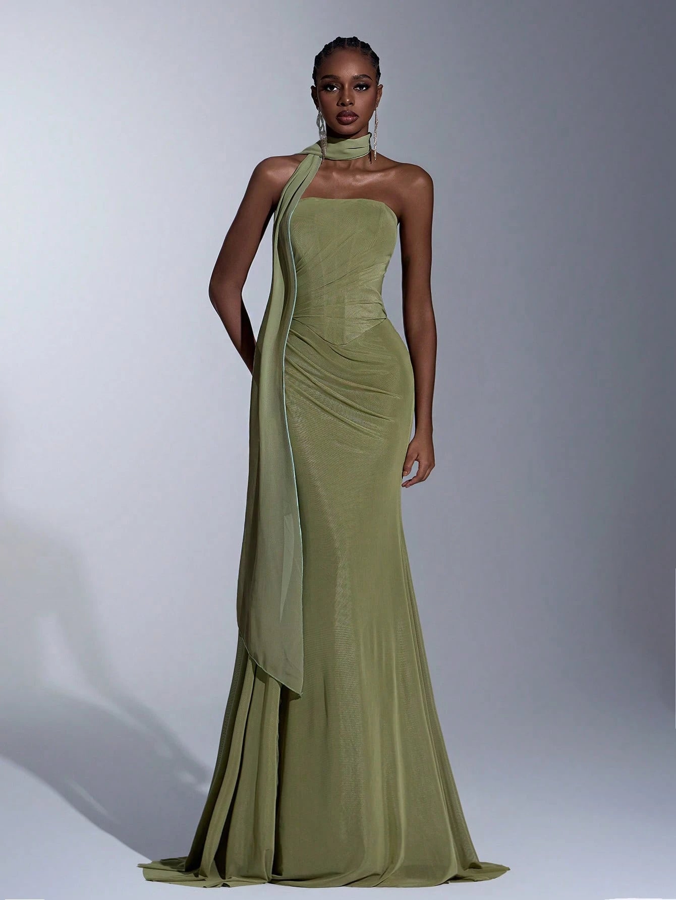 Elitara Dusty Blue Summer Formal Evening Prom Wedding Dress,Elegant Chiffon Strapless Shaping Mermaid Low - image 8