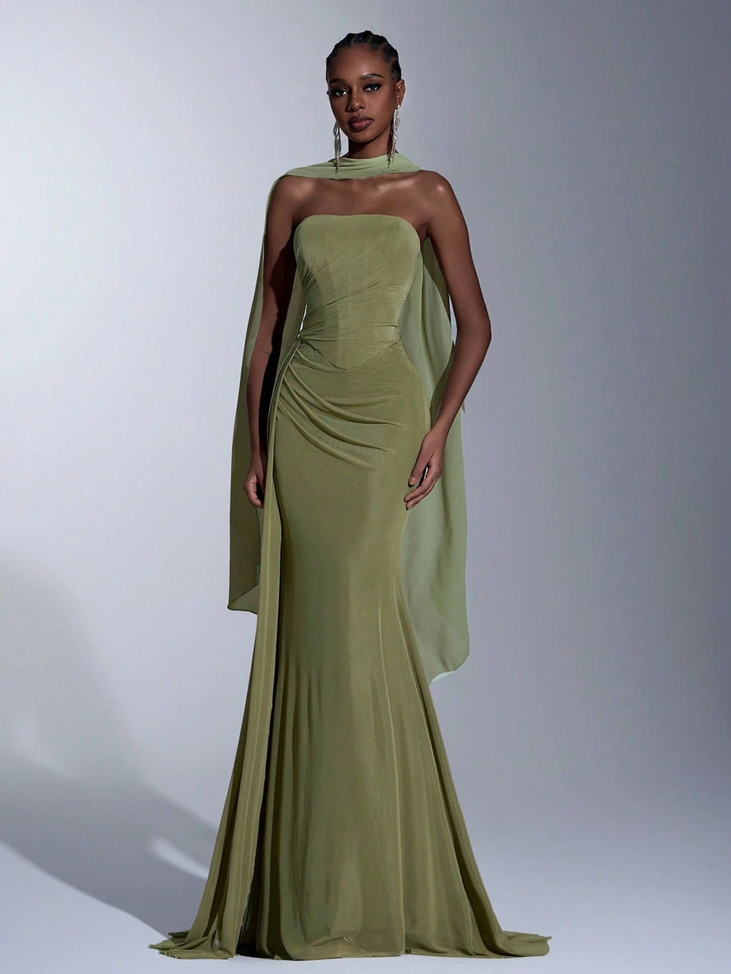 Elitara Dusty Blue Summer Formal Evening Prom Wedding Dress,Elegant Chiffon Strapless Shaping Mermaid Low - image 18