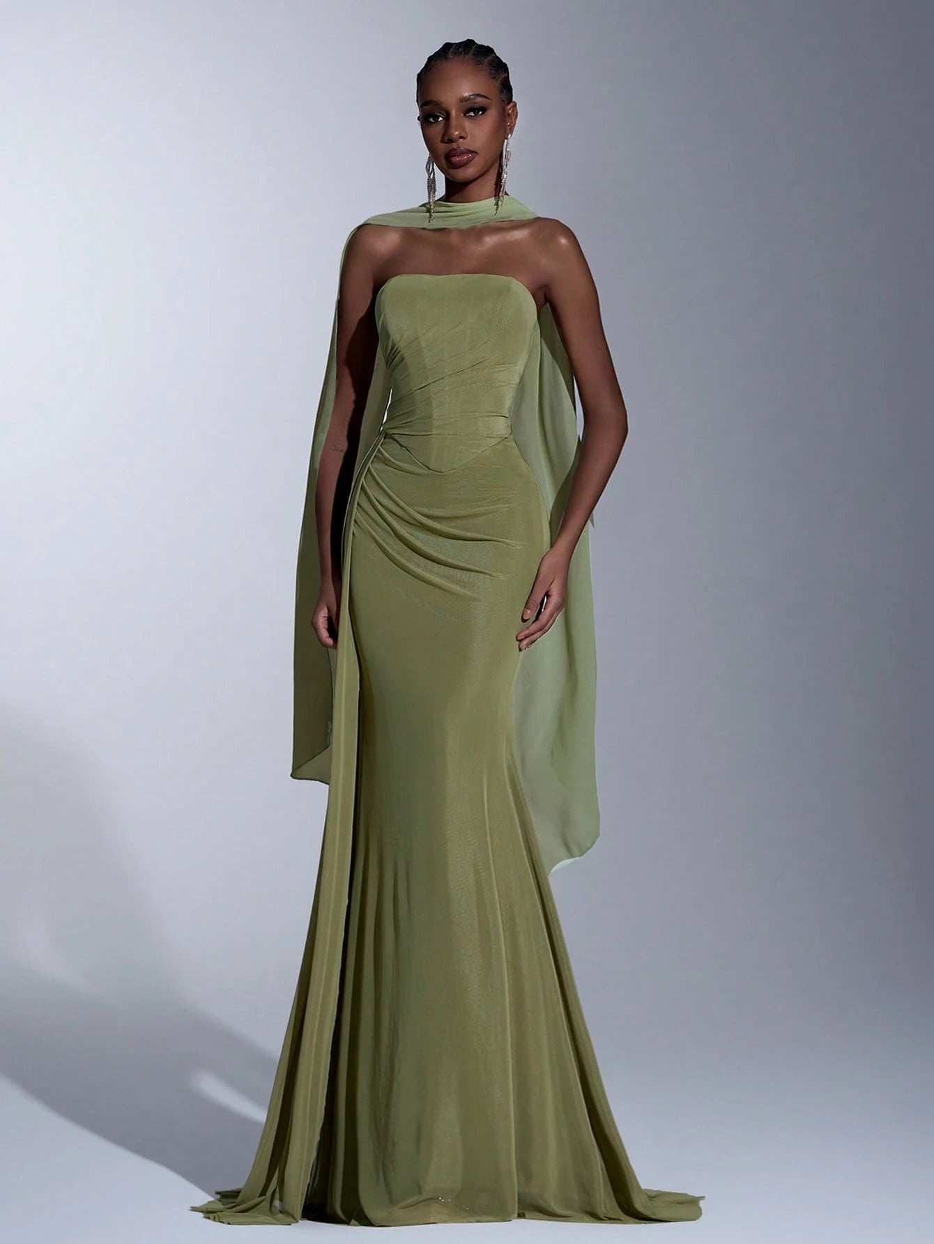 Elitara Dusty Blue Summer Formal Evening Prom Wedding Dress,Elegant Chiffon Strapless Shaping Mermaid Low - image 18