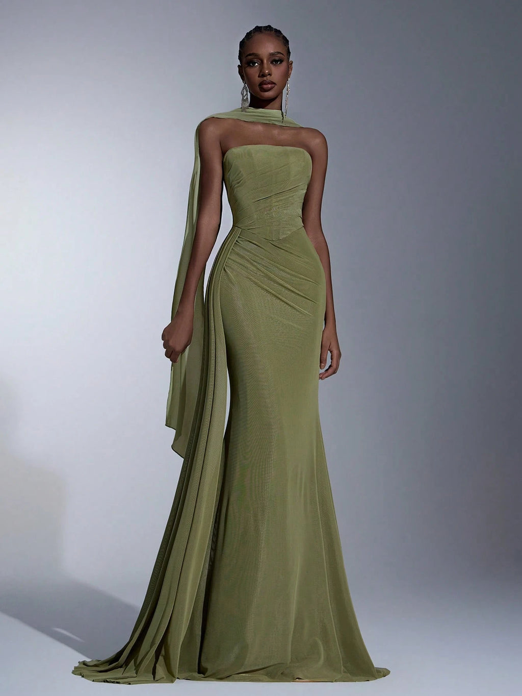 Elitara Dusty Blue Summer Formal Evening Prom Wedding Dress,Elegant Chiffon Strapless Shaping Mermaid Low - image 20