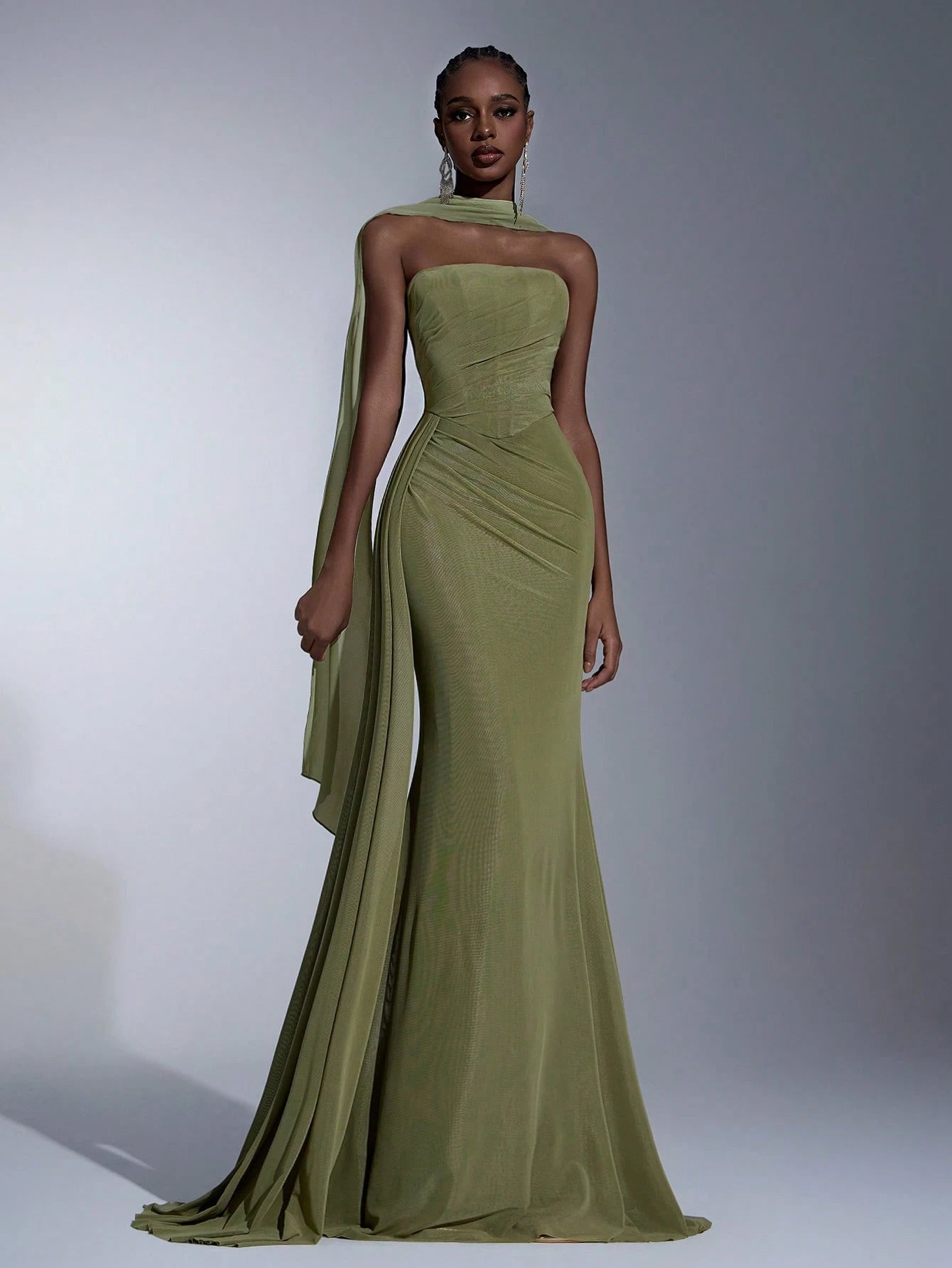 Elitara Dusty Blue Summer Formal Evening Prom Wedding Dress,Elegant Chiffon Strapless Shaping Mermaid Low - image 20