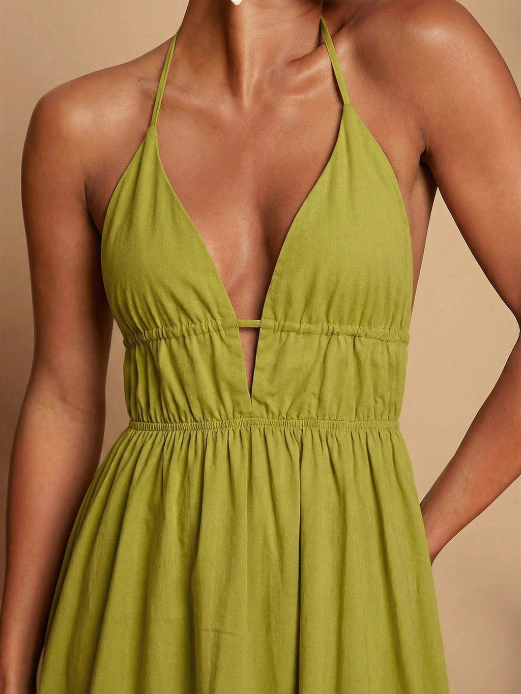 Travachic White Summer Casual Holiday Vacation,Women's Solid V-Neck