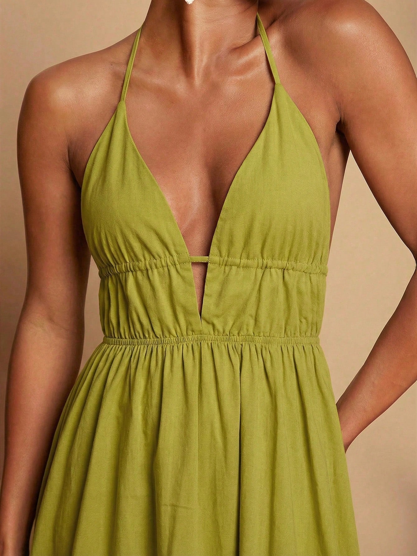 Travachic White Summer Casual Holiday Vacation,Women's Solid V-Neck