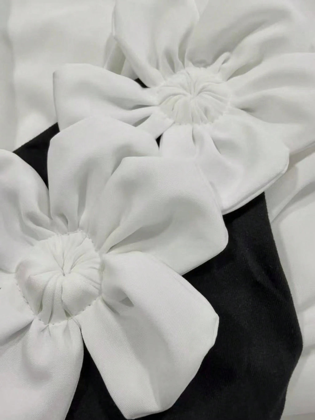 Women's Handmade Floral 3D Decor Deep V-Neck Spaghetti Strap Tie-Up