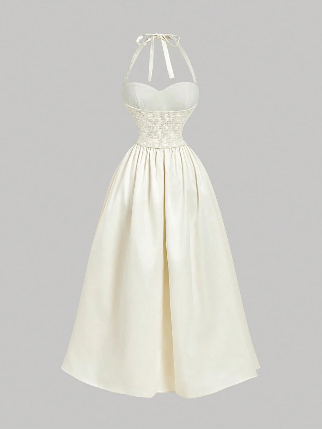 MOD Women's Romantic Floral Print Halter Mid-Length Dress Vintage, Wedding Guest Dress - image 4