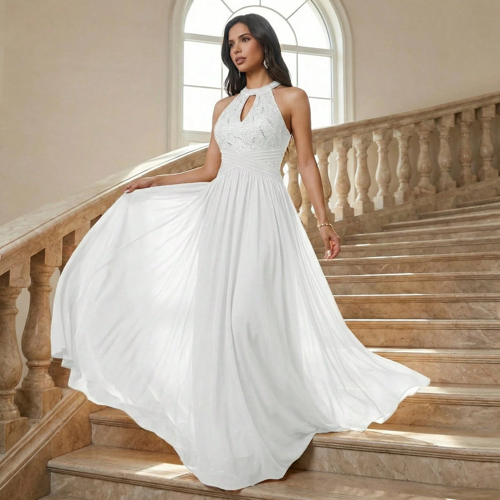 YUMIBRAVO Elegant Wedding Dresses For Bride,Long White Dress For Women,Hollow Out Wedding Dress - image 6