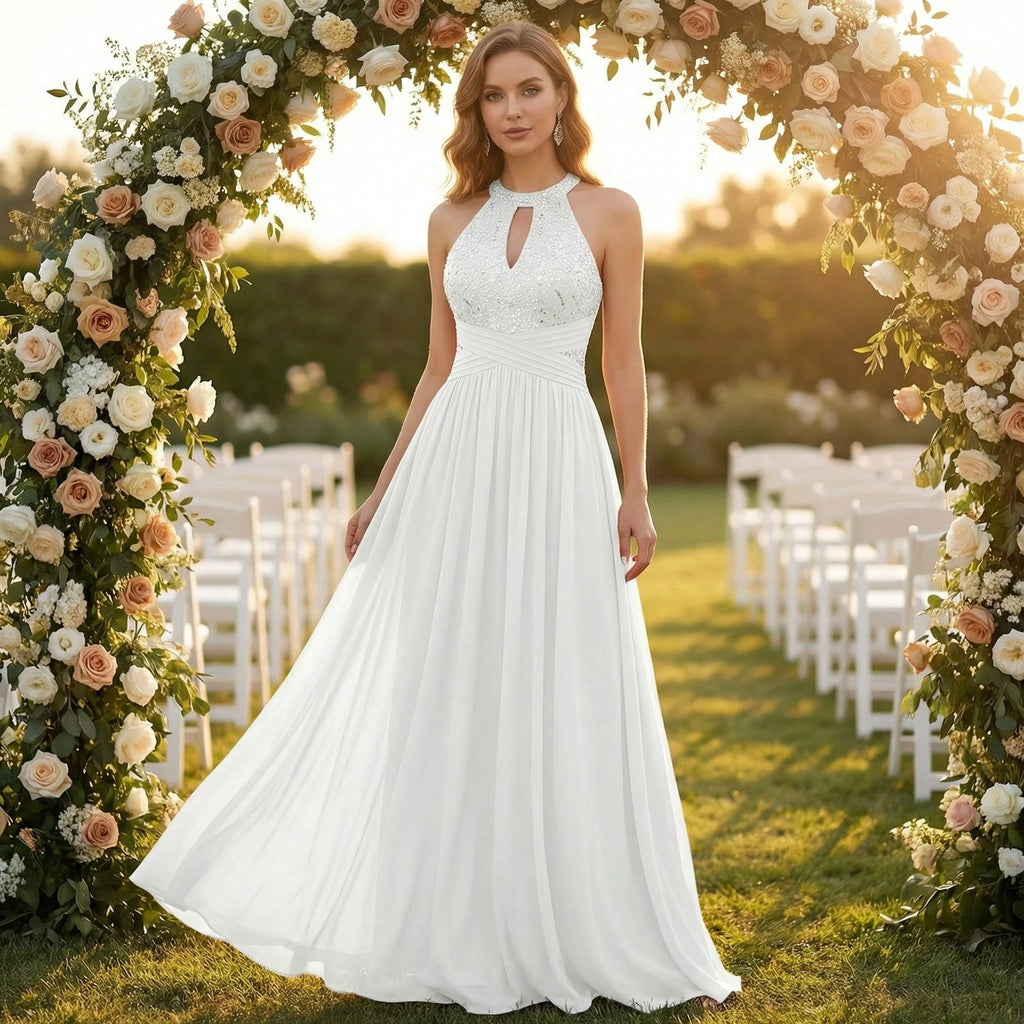 YUMIBRAVO Elegant Wedding Dresses For Bride,Long White Dress For Women,Hollow Out Wedding Dress - image 7