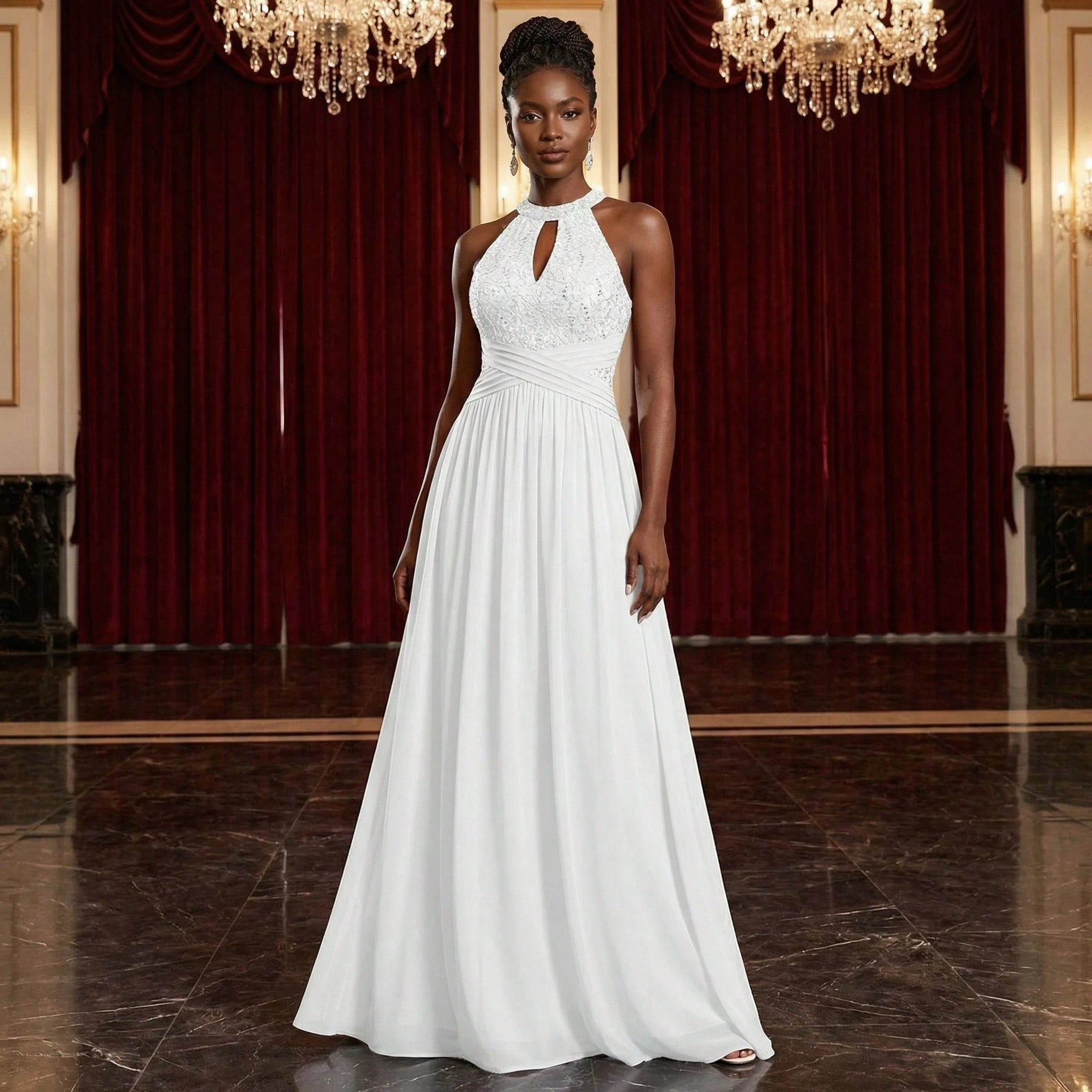 YUMIBRAVO Elegant Wedding Dresses For Bride,Long White Dress For Women,Hollow Out Wedding Dress - image 10