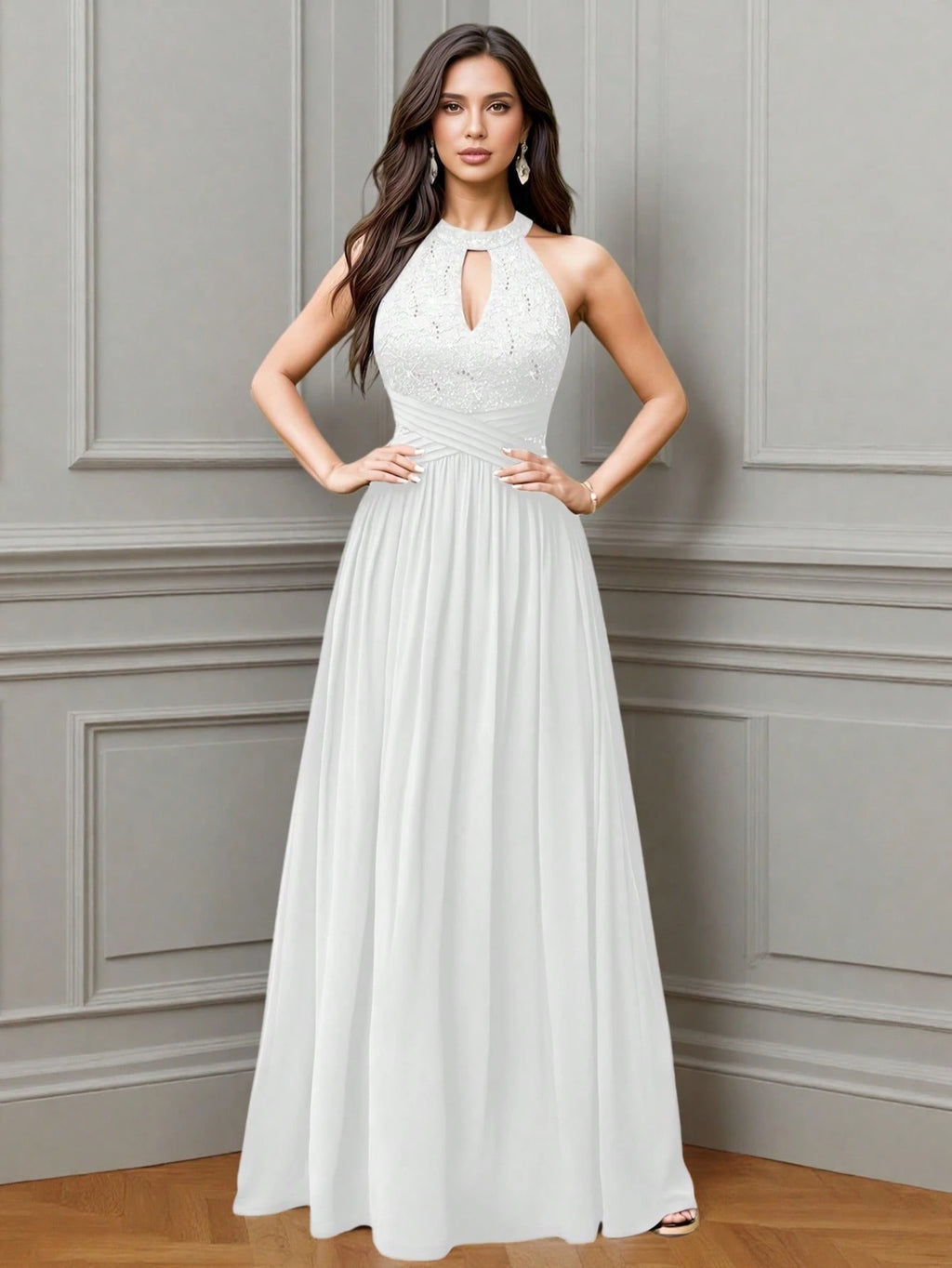 YUMIBRAVO Elegant Wedding Dresses For Bride,Long White Dress For Women,Hollow Out Wedding Dress - image 3
