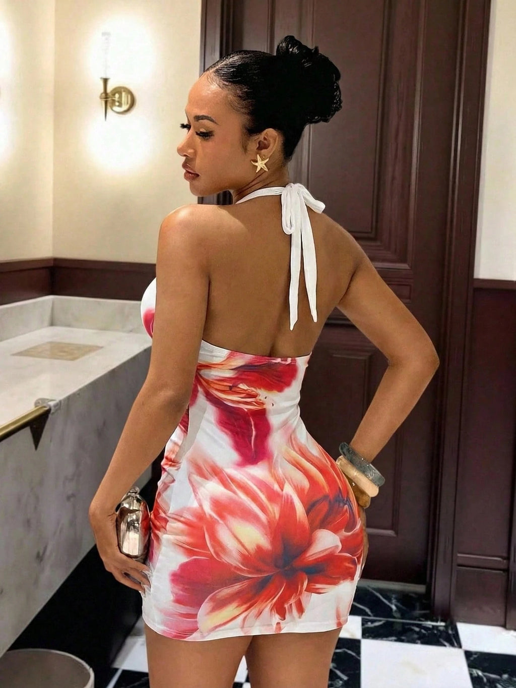 Slaydiva Floral Dresses For Women Floral Print Bodycon Halter Mini Dress,Summer Dresses For Women Bodycon - image 18