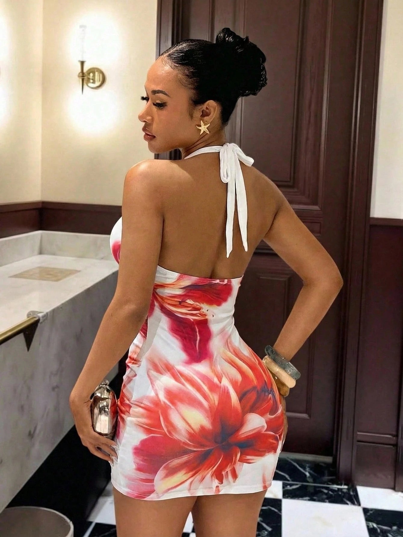 Slaydiva Floral Dresses For Women Floral Print Bodycon Halter Mini Dress,Summer Dresses For Women Bodycon - image 18