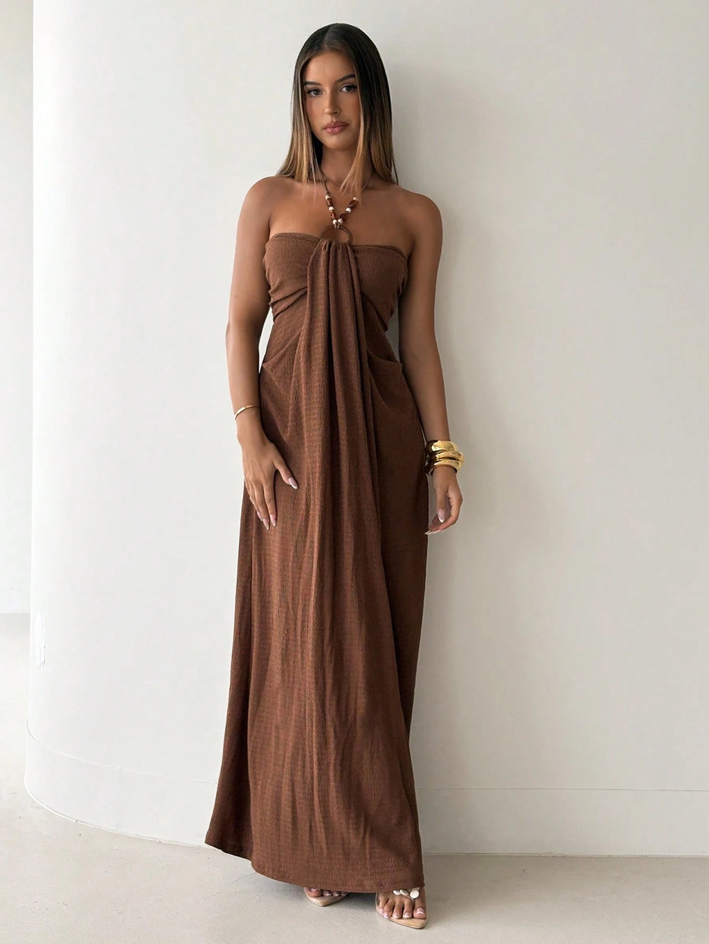 Aloruh Women's Spaghetti Strap Beaded Decor Leopard Print Fitted Long Dress Beach Vacation Light Green Summer - image 9