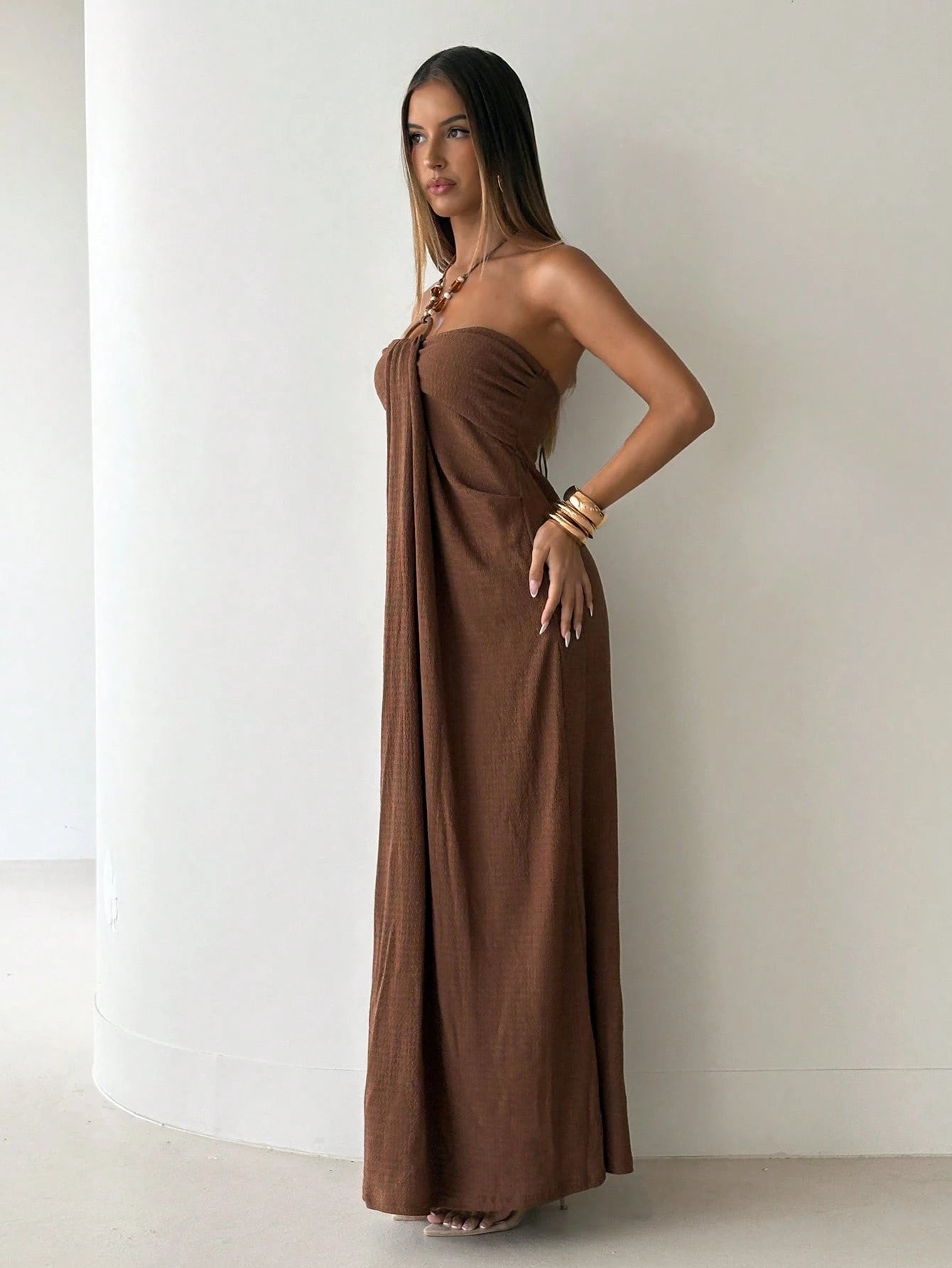 Aloruh Women's Spaghetti Strap Beaded Decor Leopard Print Fitted Long Dress Beach Vacation Light Green Summer - image 10