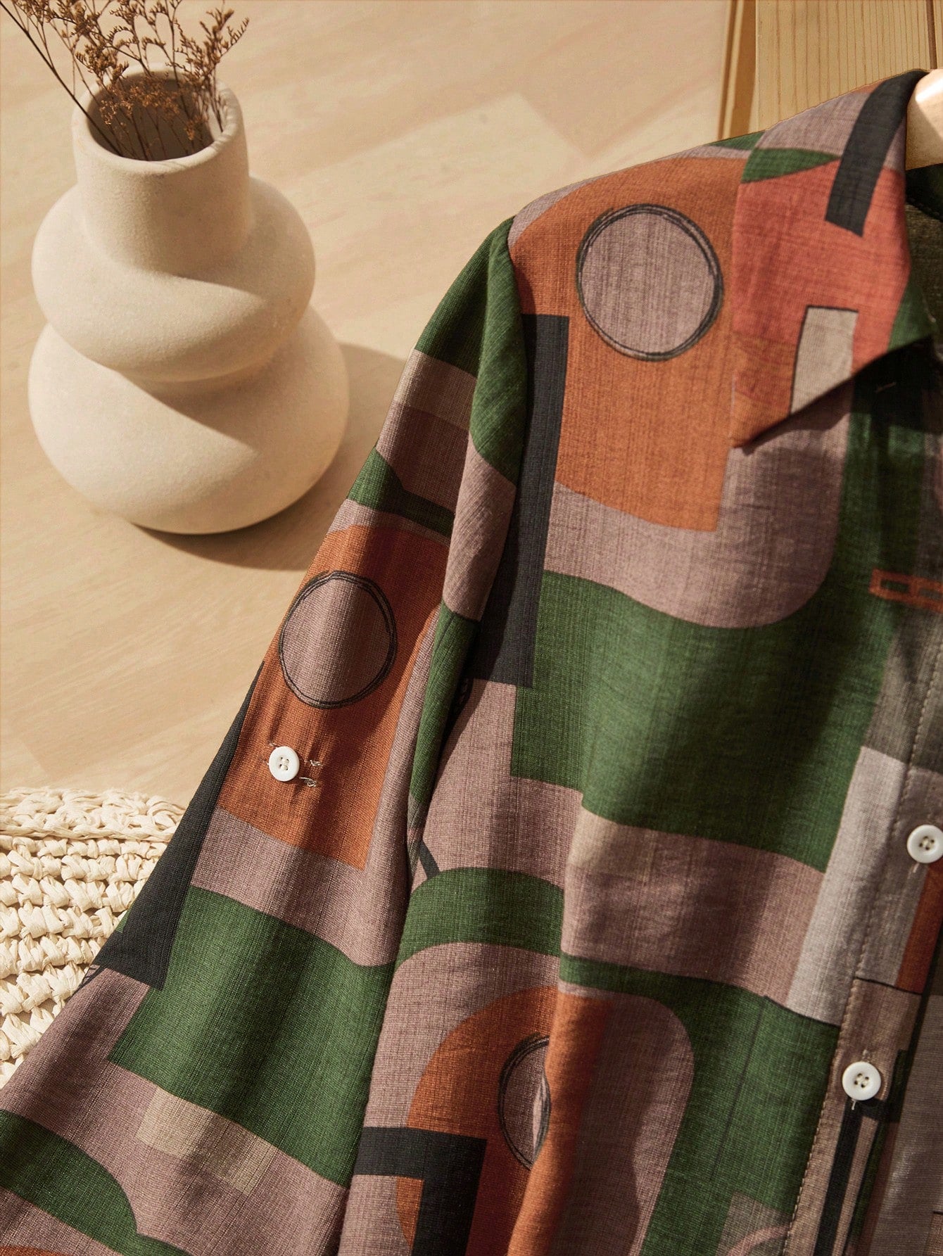 Rusticease Women Short Color Block Retro Casual Pattern Dresses For Autumn Travel Green - image 11