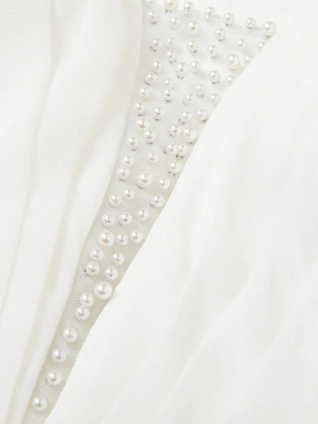 HEARBOBO Gorgeous Women's Solid Color Deep V-Neck Off-Shoulder Chiffon Faux Pearl Bridal Shower Dress, Short - image 3