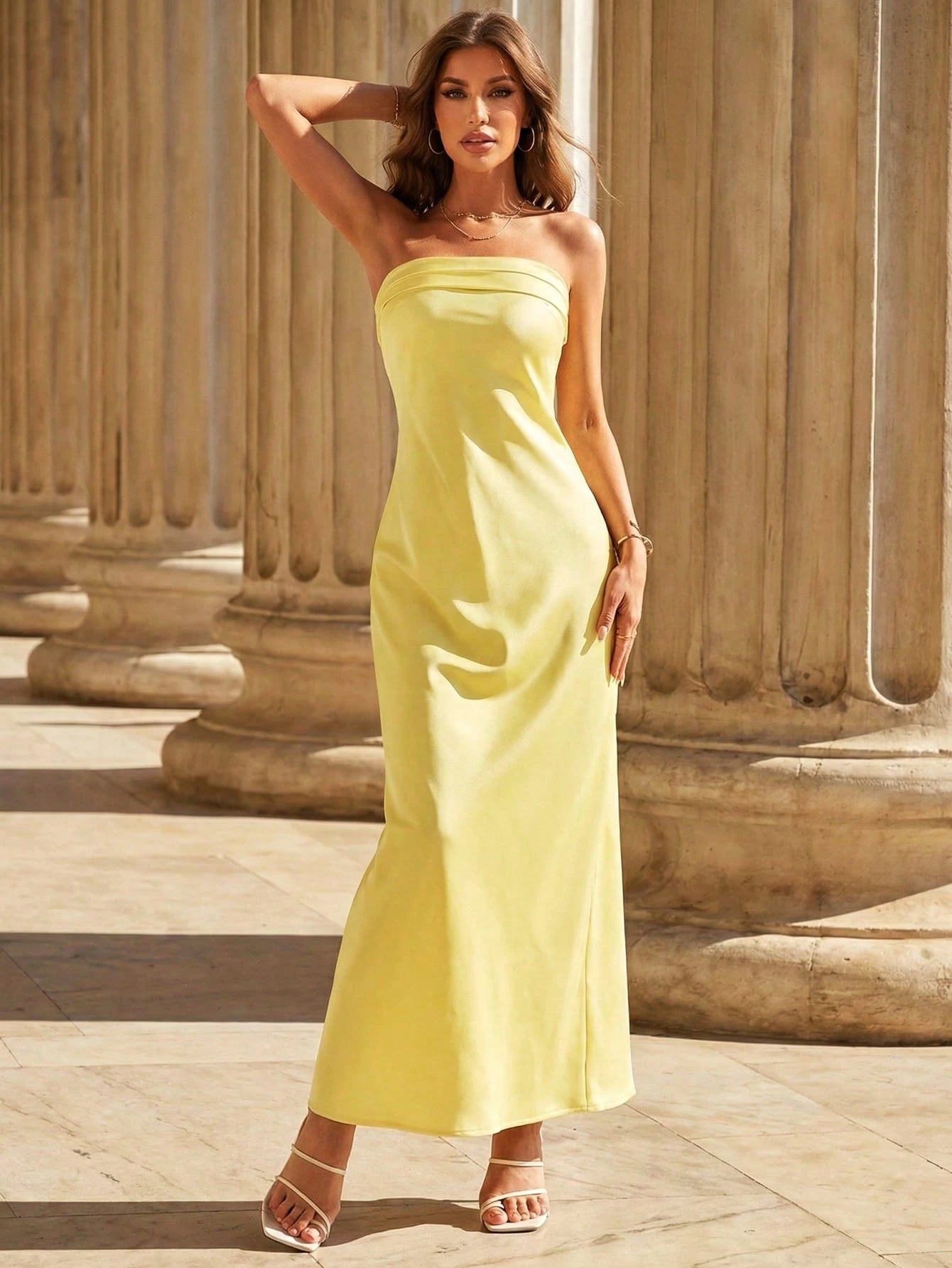 LOVE&LEMONADE Women Plain Simple Daily Tube Dress Wedding Spring