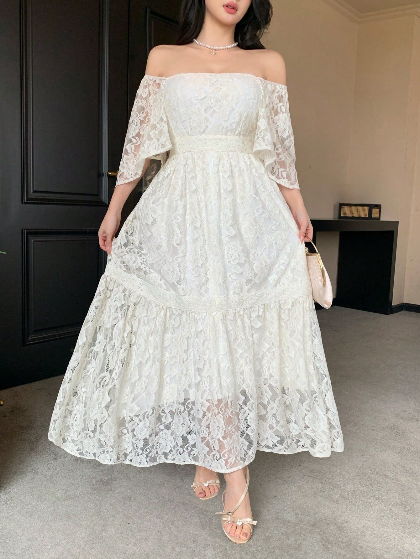 DAZY Contrast Color Lace Full Floral Print Mid-Length Dress For Women Sun Dresses For Women Vacation Outfits - image 5