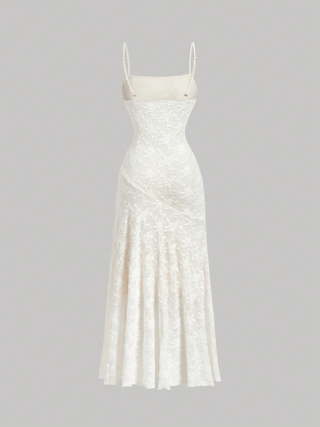 Skyraze Women's Elegant Fairy Cream White Summer Jacquard Ruffle Hem