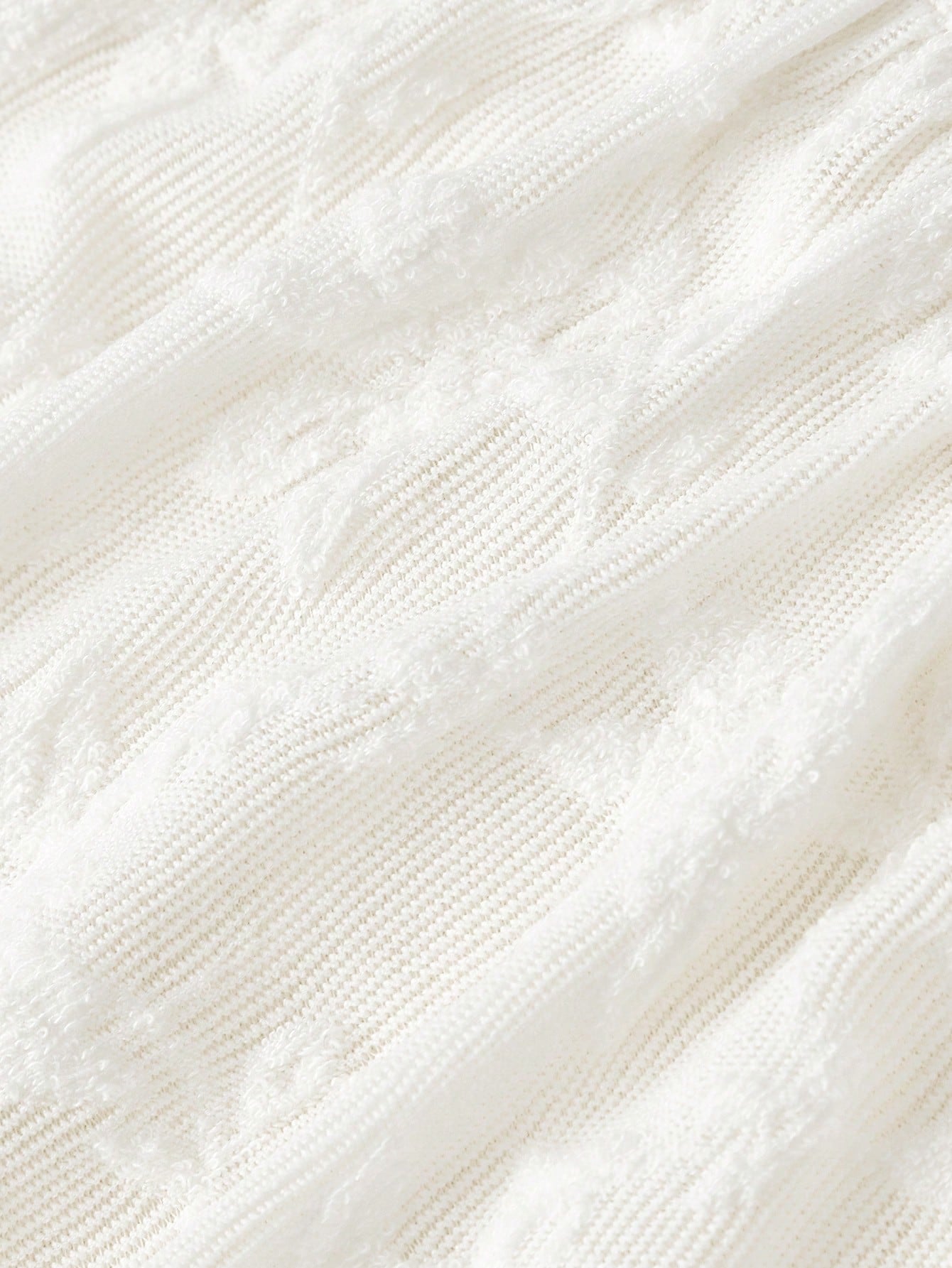 Skyraze Women's Elegant Fairy Cream White Summer Jacquard Ruffle Hem