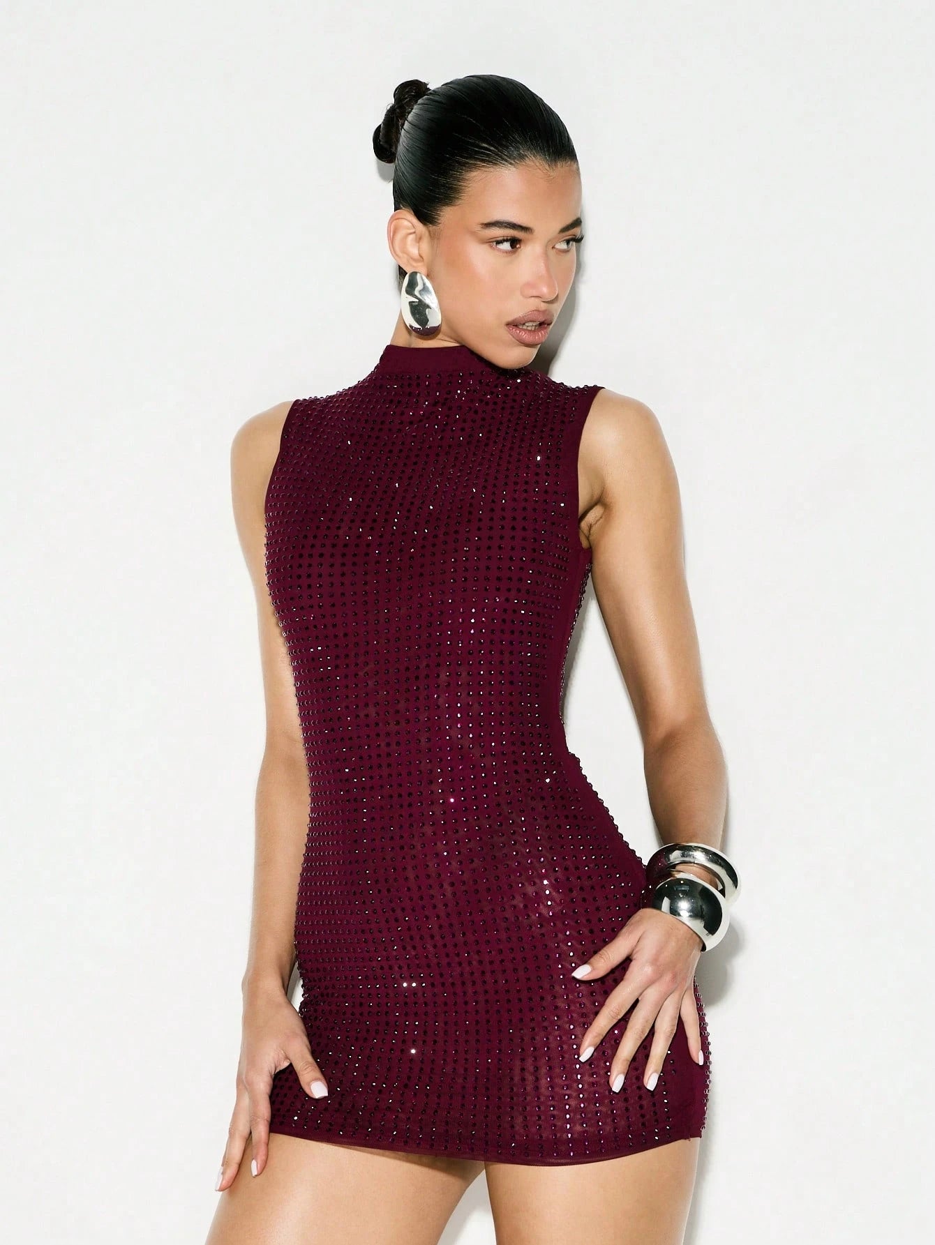 KIZN Sequined High Neck Sleeveless Mini Dress Sparkly Bodycon Party Evening Formal Night Out Special Occasion - image 7