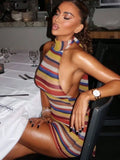 Hot And Spicy Dopamine Striped Women's Sexy Hot Girl Slimming