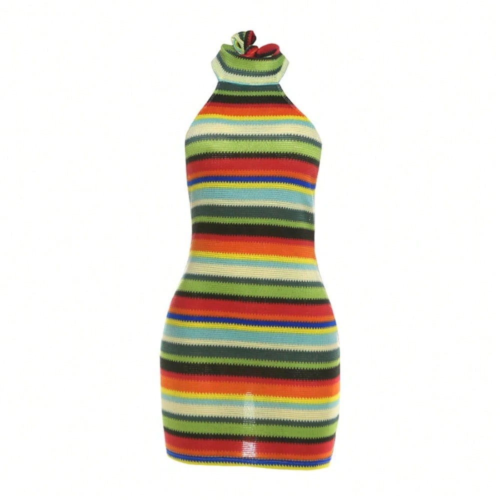 Hot And Spicy Dopamine Striped Women's Sexy Hot Girl Slimming