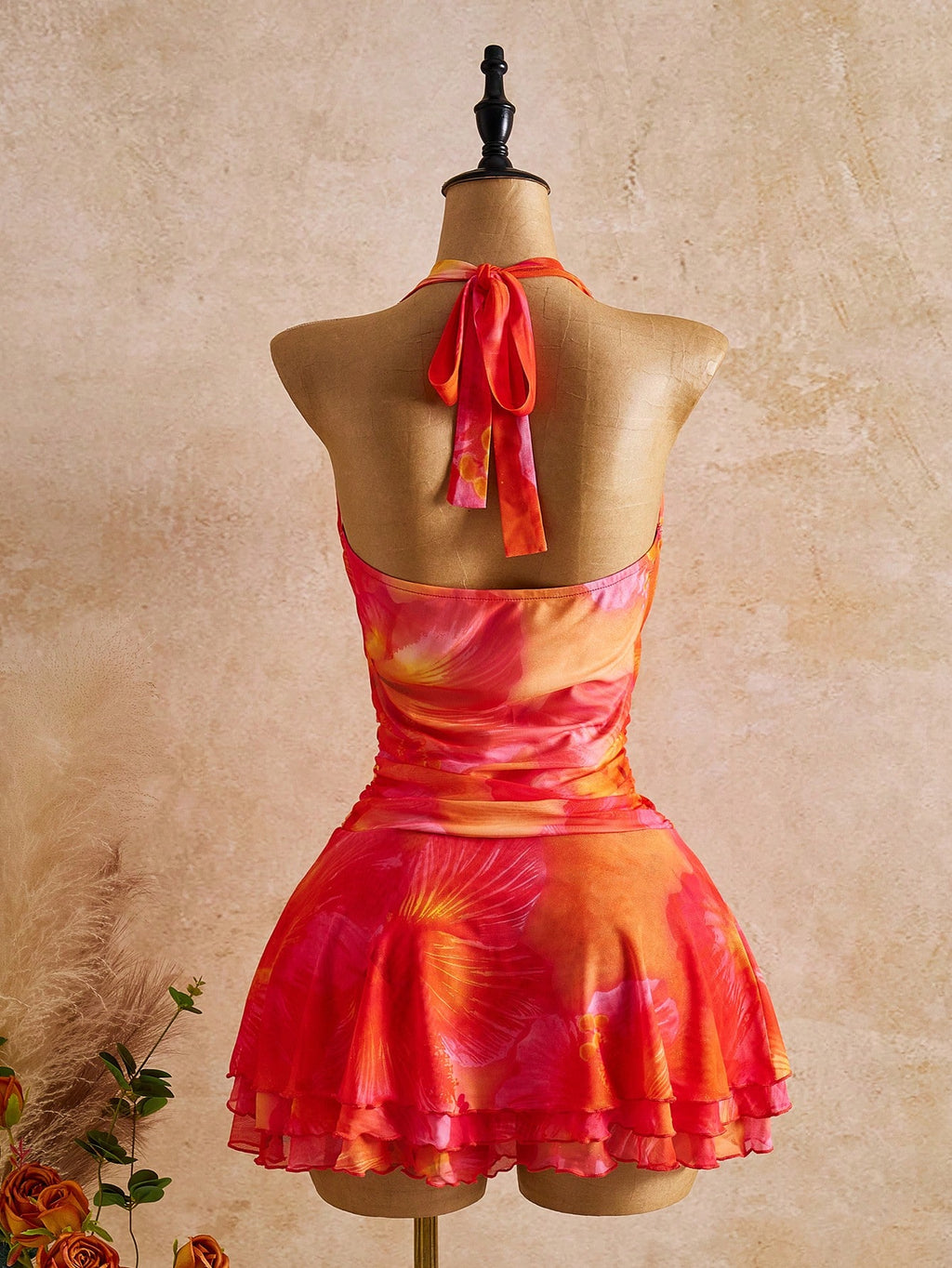 Bellisia Spring/Summer New Women's Fashion Sexy Print Dress - Cowl Neck Design - Waist Cinched & Ruched - image 7