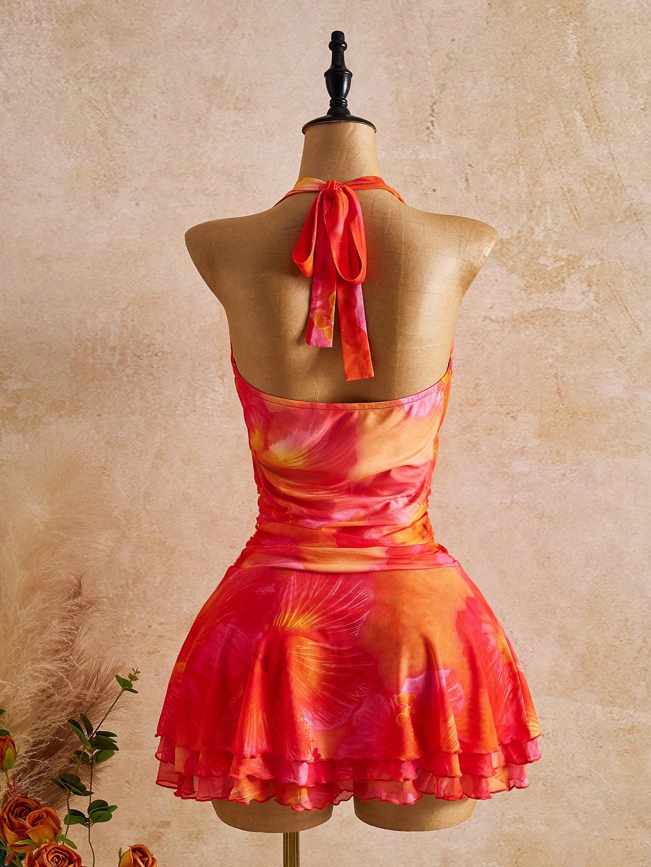 Bellisia Spring/Summer New Women's Fashion Sexy Print Dress - Cowl Neck Design - Waist Cinched & Ruched - image 7