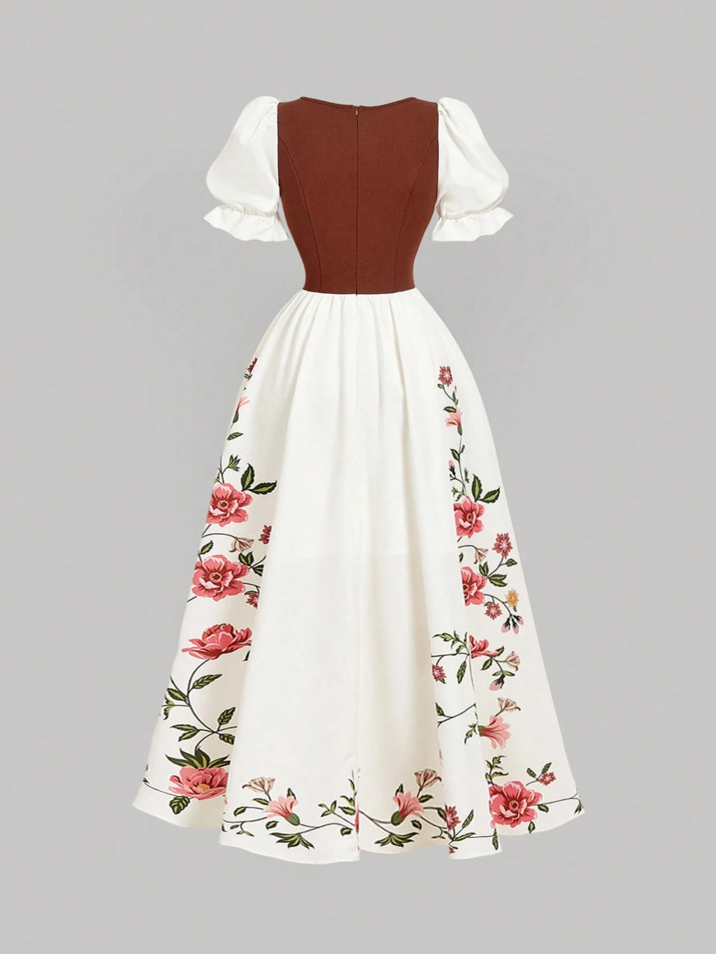 MOD Women's Floral Print Elegant White And Pink Summer Maxi