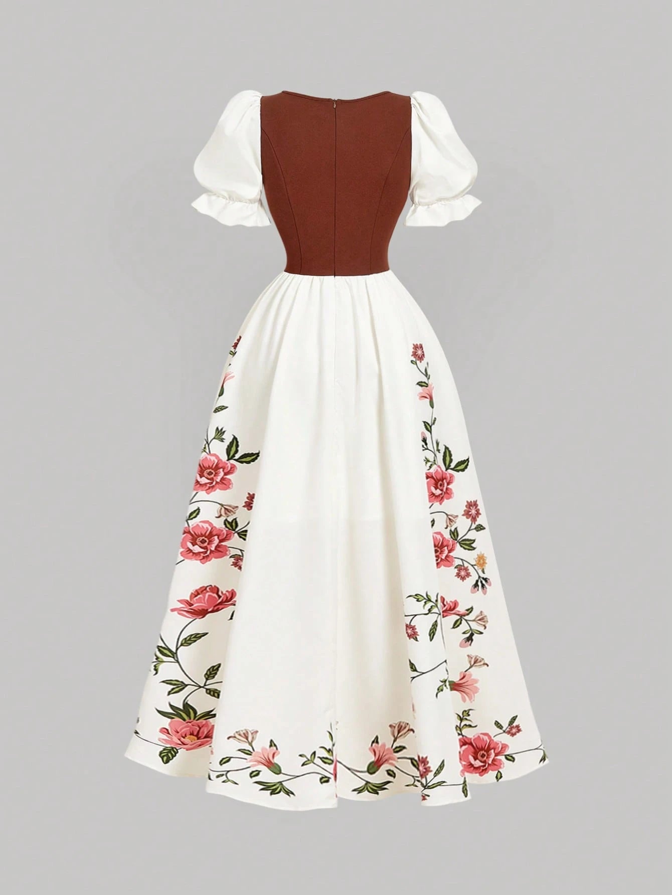 MOD Women's Floral Print Elegant White And Pink Summer Maxi