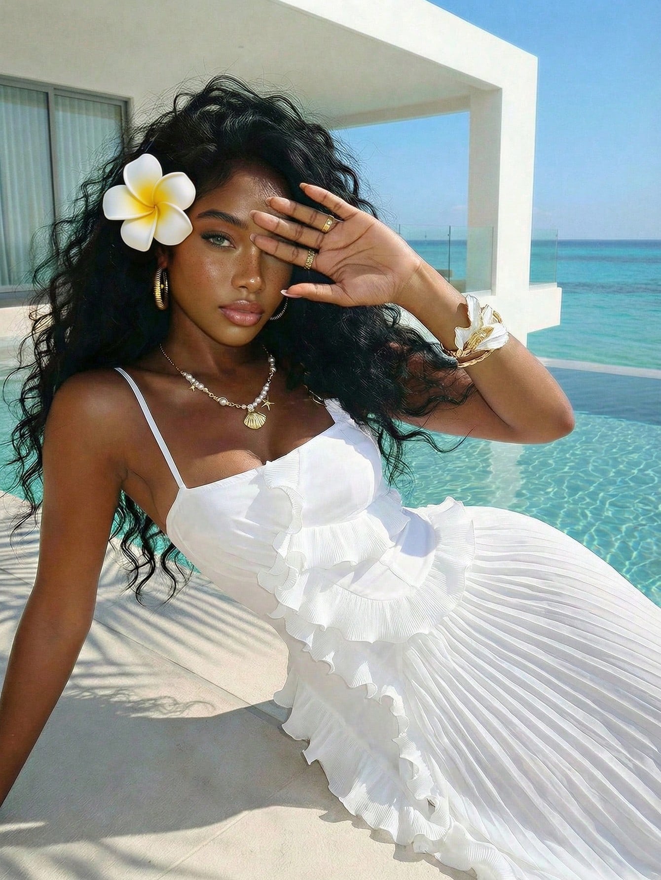 Slaydiva Women's Elegant White Long Dress For Summer Date,Halter