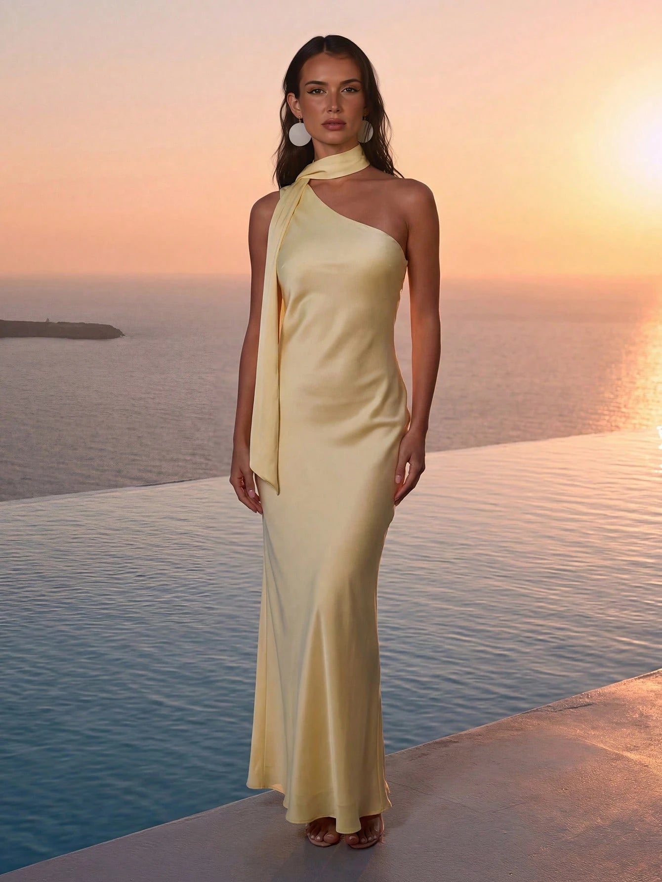 LOVE&LEMONADE Mint Green Satin Sleeveless Wrap Maxi Dress With Tie