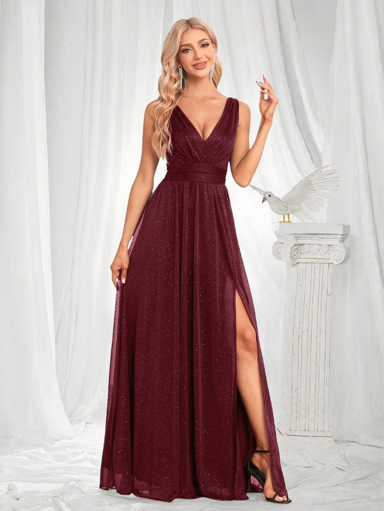XUCTHHC Elegant V-Neck Sleeveless Tulle A-Line Bridesmaid Dresses, Wedding Guest - image 12